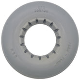 Side view of 8 x 2 in. (200 x 50) Multi Rib Gray Urethane Wheelchair Tire showing aero-flex marking